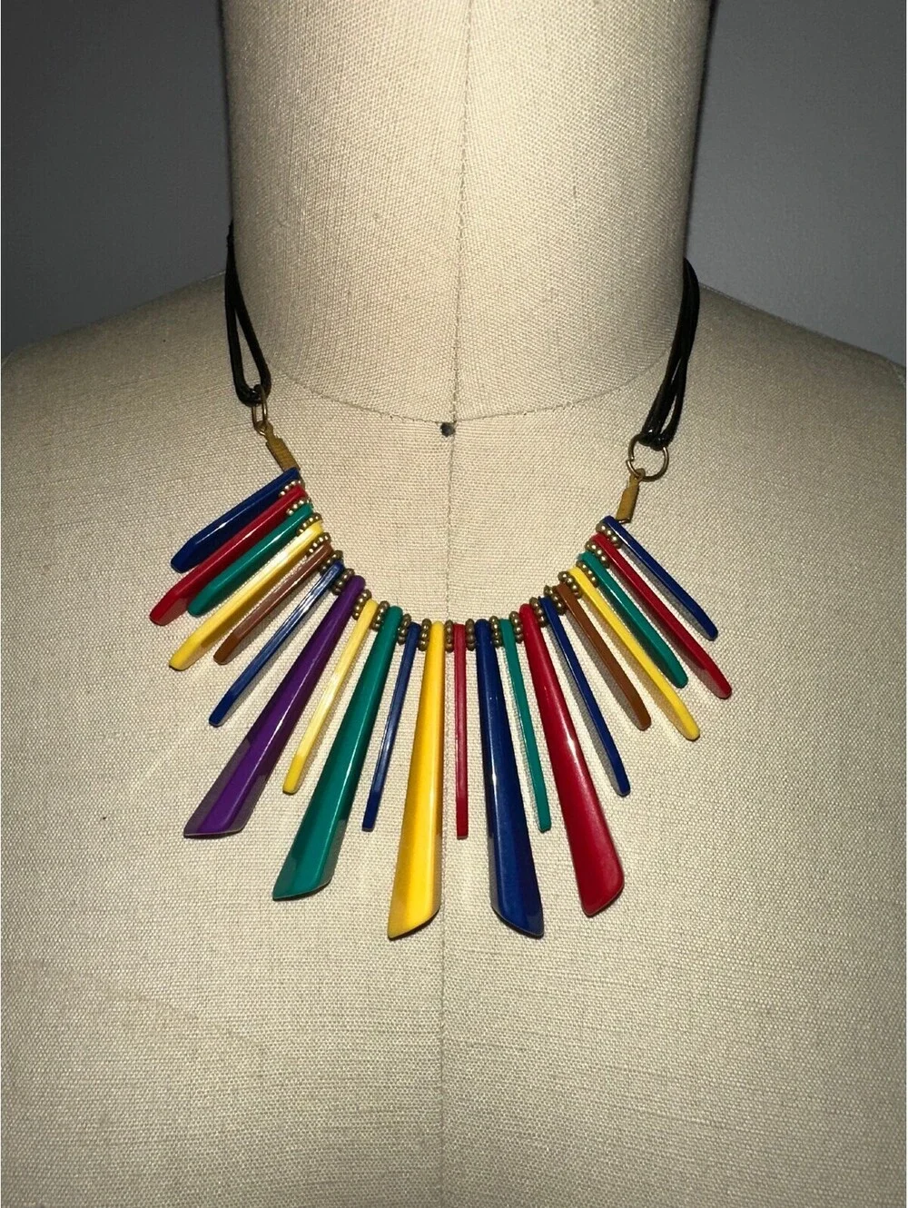 Multicolor Tribal Statement Necklace Costume Jewelry